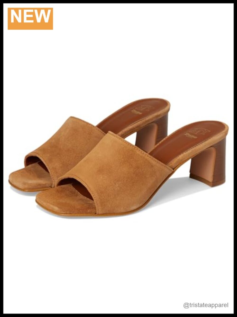 Suede Mules with Faux Leather Lining and Block Heel